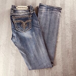 Rock Revival -  28x33 - Embellished "Nancy" Bootcut Flare Jeans - Medium Wash